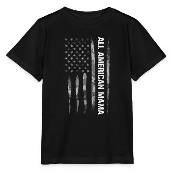 All American Mama - American Flag - Stanley/Stella MINI CREATOR Kids’ T-Shirt - black - Front - Mikhail (115cm)