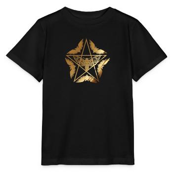 Gothic,Moth,Pentagon,Flowers,Red,Bat,Gold - Stanley/Stella MINI CREATOR Kids’ T-Shirt - black - Front - Mikhail (115cm)
