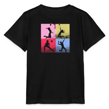 volley-ball,volleyballer,beachball,coloré - T-shirt bio MINI CREATOR Stanley/Stella Enfant - noir - Devant - Mikhail (115cm)