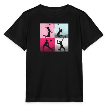 volley-ball,volleyballer,beachball,graffiti,rose - T-shirt bio MINI CREATOR Stanley/Stella Enfant - noir - Devant - Mikhail (115cm)