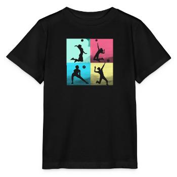 volley-ball,volleyballer,beachball,coloré - T-shirt bio MINI CREATOR Stanley/Stella Enfant - noir - Devant - Mikhail (115cm)