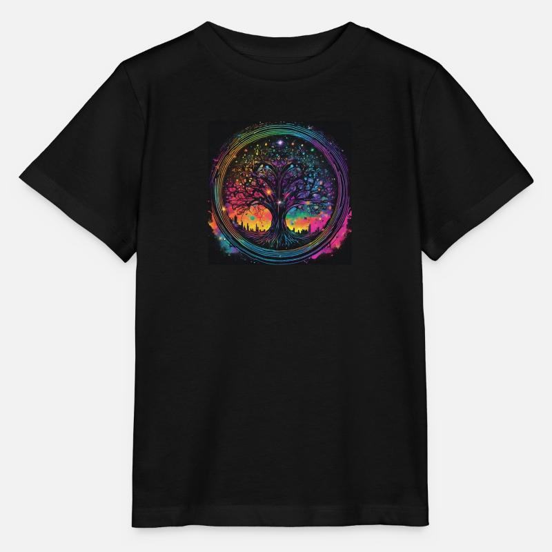 Arbre de vie, Arbre de vie, Graffiti, planètes - T-shirt bio MINI CREATOR Stanley/Stella Enfant - noir