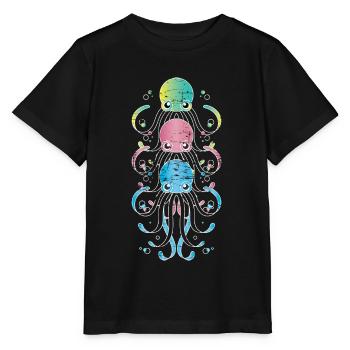 Oktopus - Stanley/Stella Kinder T-Shirt MINI CREATOR  - Schwarz - Vorne - Mikhail (115cm)