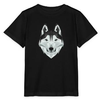 Cute Siberian Husky Puppy Artsy Animal Wildlife - Stanley/Stella MINI CREATOR Kids’ T-Shirt - black - Front - Mikhail (115cm)