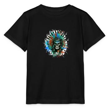 Crâne de chef indien - T-shirt bio MINI CREATOR Stanley/Stella Enfant - noir - Devant - Mikhail (115cm)