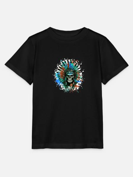Indianer Häuptling Totenkopf - Stanley/Stella Kinder T-Shirt MINI CREATOR - Schwarz