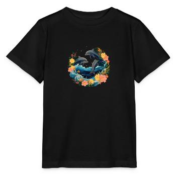 Three Dolphins under Water - Stanley/Stella MINI CREATOR Kids’ T-Shirt - black - Front - Mikhail (115cm)