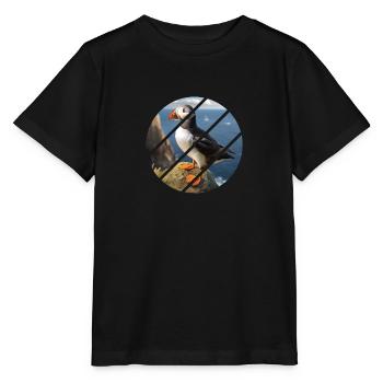 Macareux sur une falaise - T-shirt bio MINI CREATOR Stanley/Stella Enfant - noir - Devant - Mikhail (115cm)