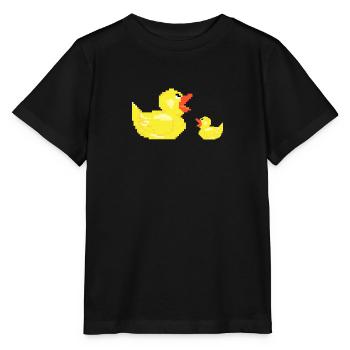 Duck mother with child chicks young gift duck - Stanley/Stella MINI CREATOR Kids’ T-Shirt - black - Front - Mikhail (115cm)