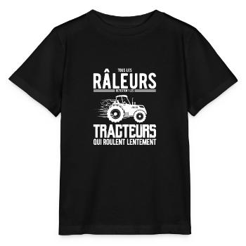 tee shirt raleur déteste les tracteurs lents-bis - T-shirt bio MINI CREATOR Stanley/Stella Enfant - noir - Devant - Mikhail (115cm)