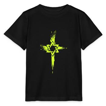 Messianische Juden Kreuz Symbol - Stanley/Stella Kinder T-Shirt MINI CREATOR  - Schwarz - Vorne - Mikhail (115cm)