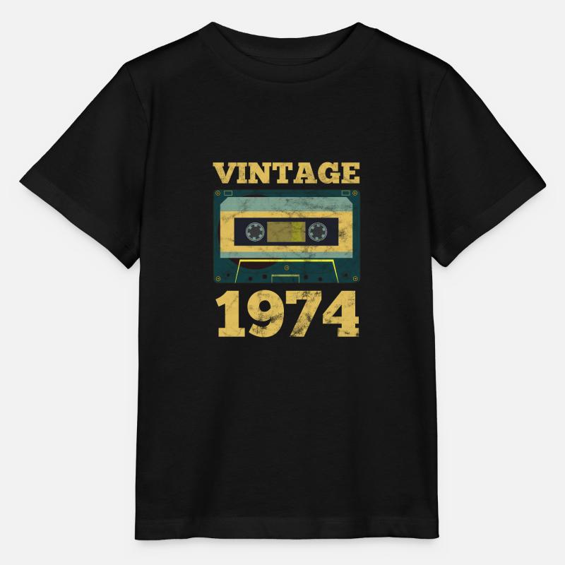Idée cadeau d'anniversaire d'année de naissance rétro de l'année 1974 - T-shirt bio MINI CREATOR Stanley/Stella Enfant - noir