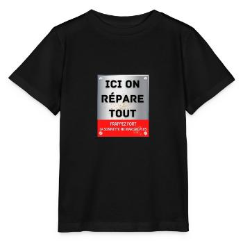 ici on répare tout - T-shirt bio MINI CREATOR Stanley/Stella Enfant - noir - Devant - Mikhail (115cm)