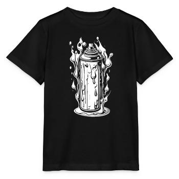 Bombe aérosol comique avec des gouttes et des flammes - T-shirt bio MINI CREATOR Stanley/Stella Enfant - noir - Devant - Mikhail (115cm)