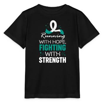 Laufen mit Hoffnung Krebs-Aufklärungslauf - Stanley/Stella Kinder T-Shirt MINI CREATOR  - Schwarz - Vorne - Mikhail (115cm)