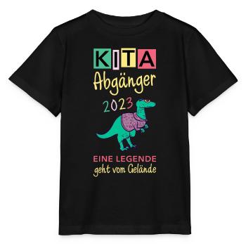 Kinder Kita Abgänger 2023 Dinosaurier Schulkind - Stanley/Stella Kinder T-Shirt MINI CREATOR  - Schwarz - Vorne - Mikhail (115cm)