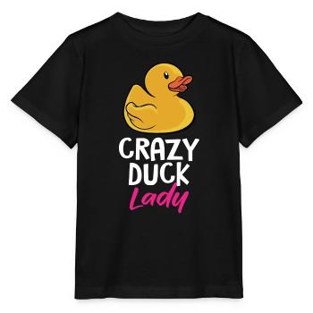 Crazy Rubber Duck Lady Funny Duckling Yellow Bath - Stanley/Stella Kinder T-Shirt MINI CREATOR  - Schwarz - Vorne - Mikhail (115cm)