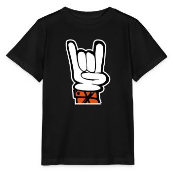 Hand Rock Pommesgabel - Stanley/Stella Kinder T-Shirt MINI CREATOR  - Schwarz - Vorne - Mikhail (115cm)