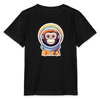 Illustration d’astronaute singe - T-shirt bio MINI CREATOR Stanley/Stella Enfant - noir - Devant - Mikhail (115cm)