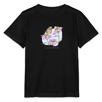 Dessin botanique d’échinacée pourpre - T-shirt bio MINI CREATOR Stanley/Stella Enfant - noir - Devant - Mikhail (115cm)