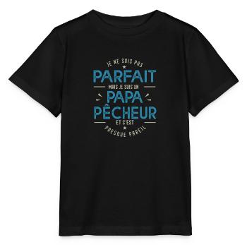 je suis un papa pêcheur cadeau papa pêche pêcheur - T-shirt bio MINI CREATOR Stanley/Stella Enfant - noir - Devant - Mikhail (115cm)