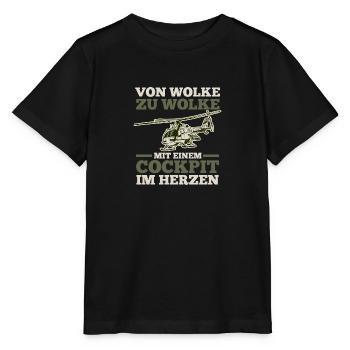 Pilot Fliegen Flieger Helikopter Hubschrauber - Stanley/Stella Kinder T-Shirt MINI CREATOR  - Schwarz - Vorne - Mikhail (115cm)