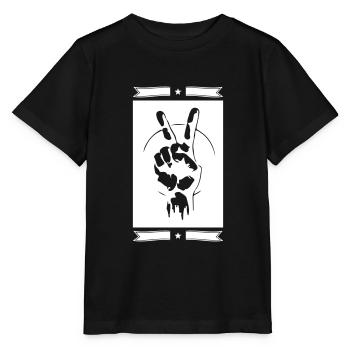 Peace Hand Sign Peace - Stanley/Stella MINI CREATOR Kids’ T-Shirt - black - Front - Mikhail (115cm)