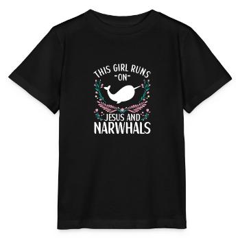 Narwhal Outfit Sea Animal Toothed Whales - Stanley/Stella MINI CREATOR Kids’ T-Shirt - black - Front - Mikhail (115cm)