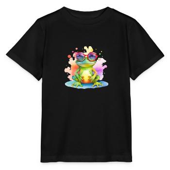 Grenouille fraîche colorée avec des lunettes de soleil - T-shirt bio MINI CREATOR Stanley/Stella Enfant - noir - Devant - Mikhail (115cm)