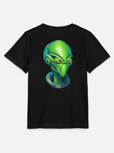Cooler Alien-Cyborg Kopf - Stanley/Stella Kinder T-Shirt MINI CREATOR  - Schwarz