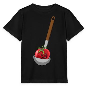 Louche à soupe tomate cook - T-shirt bio MINI CREATOR Stanley/Stella Enfant - noir - Devant - Mikhail (115cm)