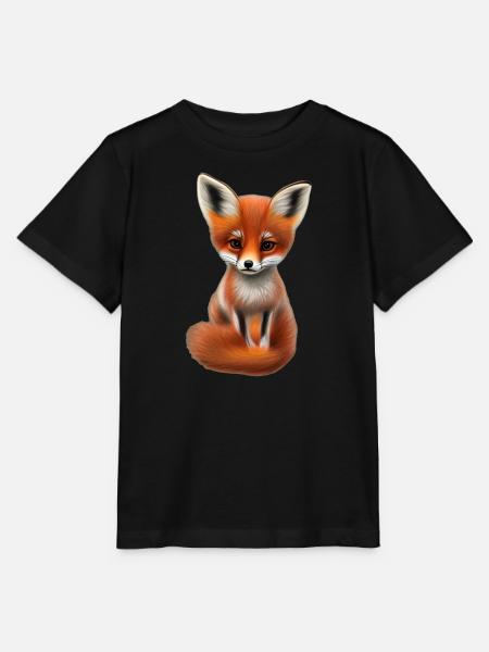 Fuchs handgemalter Fuchs Welpe - Stanley/Stella Kinder T-Shirt MINI CREATOR - Schwarz