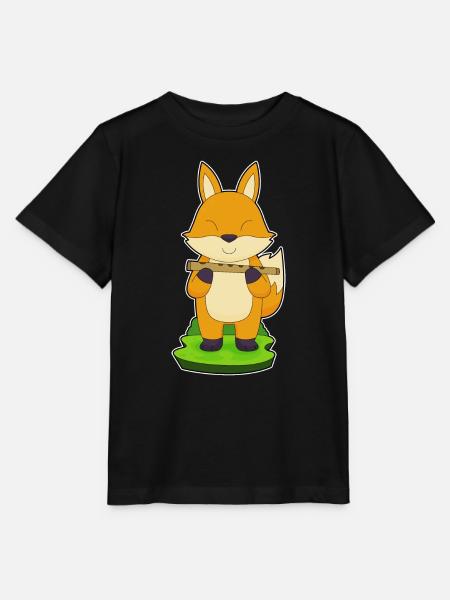 Fuchs Musiker Flöte Musik - Stanley/Stella Kinder T-Shirt MINI CREATOR - Schwarz