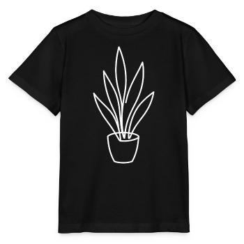Agave Line Art Pflanzendesign - Stanley/Stella Kinder T-Shirt MINI CREATOR  - Schwarz - Vorne - Mikhail (115cm)