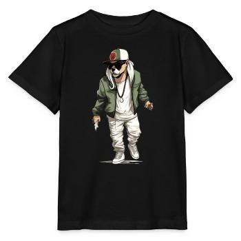 Zalk le chien rappeur - T-shirt bio MINI CREATOR Stanley/Stella Enfant - noir - Devant - Mikhail (115cm)