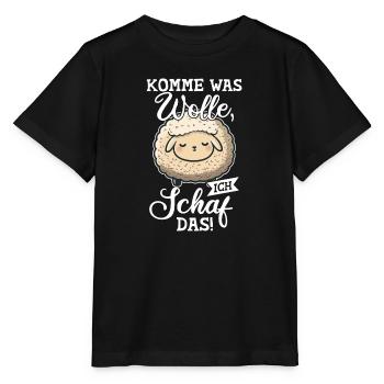 Schaf Hirte Wolle Lustiger Spruch Positiv Bauer - Stanley/Stella Kinder T-Shirt MINI CREATOR  - Schwarz - Vorne - Mikhail (115cm)