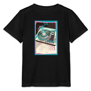 I LOVE VINYL, Pop Art, Turntable, Turntable - Stanley/Stella MINI CREATOR Kids’ T-Shirt - black - Front - Mikhail (115cm)
