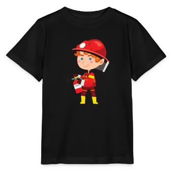 Pompiers pompiers extincteur cadeau casque - T-shirt bio MINI CREATOR Stanley/Stella Enfant - noir - Devant - Mikhail (115cm)