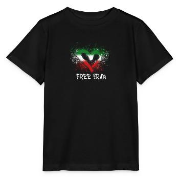 Free Iran,Heart,Iran,Flag,Graffiti - Stanley/Stella MINI CREATOR Kids’ T-Shirt - black - Front - Mikhail (115cm)