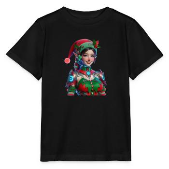 Cyberpunk Weihnachtselfin - Stanley/Stella Kinder T-Shirt MINI CREATOR  - Schwarz - Vorne - Mikhail (115cm)