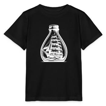 Klassische Wellengang Segelschiff Flaschenschiff - Stanley/Stella Kinder T-Shirt MINI CREATOR  - Schwarz - Vorne - Mikhail (115cm)