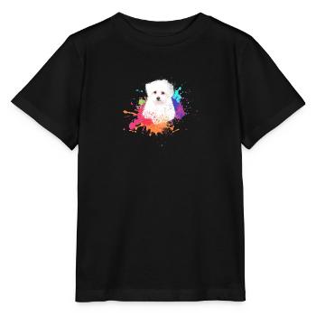 malteser ,hund ,bunt ,hund, Malerei,graffiti, - Stanley/Stella Kinder T-Shirt MINI CREATOR  - Schwarz - Vorne - Mikhail (115cm)