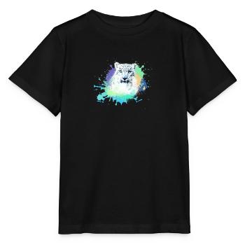 schneeleopard,katze,leopard, jaguar,bunt - Stanley/Stella Kinder T-Shirt MINI CREATOR  - Schwarz - Vorne - Mikhail (115cm)