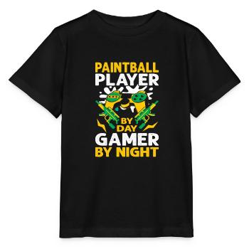 Joueur de paintball par jour Gamer by night - T-shirt bio MINI CREATOR Stanley/Stella Enfant - noir - Devant - Mikhail (115cm)
