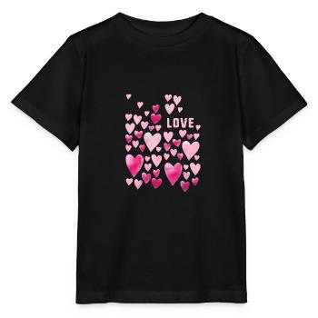 Love,Heart,Watercolor,Heart, Graffiti, Love, - Stanley/Stella MINI CREATOR Kids’ T-Shirt - black - Front - Mikhail (115cm)