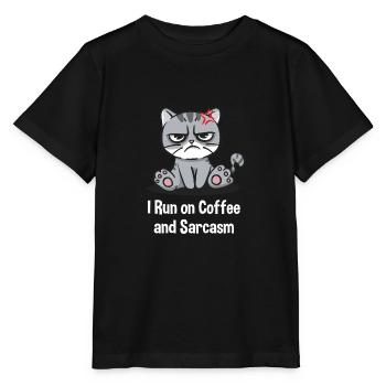 Je cours avec du café et du sarcasme drôle de café - T-shirt bio MINI CREATOR Stanley/Stella Enfant - noir - Devant - Mikhail (115cm)