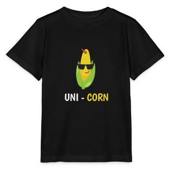 Funny Sweet Corn Uni-Corn Maiz Gift Idea - Stanley/Stella MINI CREATOR Kids’ T-Shirt - black - Front - Mikhail (115cm)