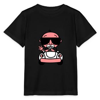 Baby Cool fährt Auto (Color) - Stanley/Stella Kinder T-Shirt MINI CREATOR  - Schwarz - Vorne - Mikhail (115cm)