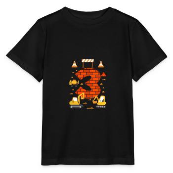 Kids Boys Third Birthday Excavator 3 Years - Stanley/Stella MINI CREATOR Kids’ T-Shirt - black - Front - Mikhail (115cm)