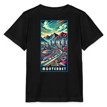 Monterrey Mexiko Stadt Reise Design - Stanley/Stella Kinder T-Shirt MINI CREATOR  - Schwarz - Vorne - Mikhail (115cm)